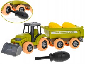 Traktor 28 cm šroubovací volný chod s vlečkou a klasy 2 ks v krabičce