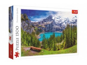 Puzzle Jezero Oeschinen Alpy, Švýcarsko 1500 dílků 85x58 cm