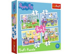 Puzzle 4v1 PEPPA PIG/PRASÁTKO PEPPA Vzpomínka na prázdniny