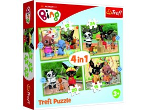 Puzzle 4v1 BINGŮV šťastný den 28,5x20,5 cm