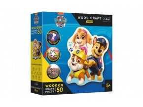 Dřevěné puzzle Junior 50 dílků Legrační TLAPKOVÁ PATROLA/PAW PATROL 19,5x23,5 cm v krabici