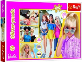 Puzzle Glitter Třpytivá Barbie 48x34 cm 100 dílků v krabici