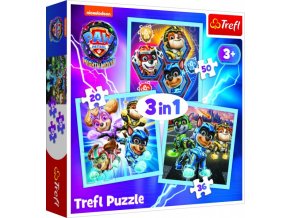 Puzzle 3v1 Mocná štěňata TLAPKOVÁ PATROLA/PAW PATROL 20x19,5 cm