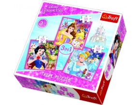 Puzzle 3v1 PRINCEZNY Disney 20x19,5 cm