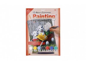 Malování podle čísel Dalmatini 22x30 cm s akrylovými barvami a štětcem na kartě