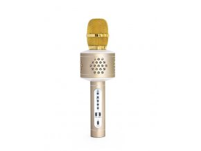 Mikrofon karaoke Bluetooth zlatý na baterie s USB kabelem