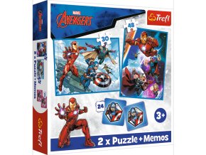 Puzzle 2v1 + pexeso Hrdinové v akci/THE AVENGERS 27,5x20,5 cm