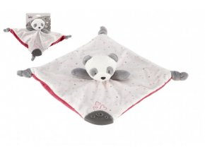 Panda medvěd na spaní kousátko chrastítko plyš 25x25 cm na kartě v sáčku