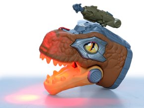 Dinoworld dinosaurus hlava 17 cm na baterie chrlící páru se světlem a zvukem v krabičce