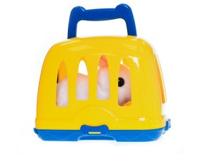 Králíček plyšový 17 cm na baterie se zvukem skákající s přepravkou v krabičce