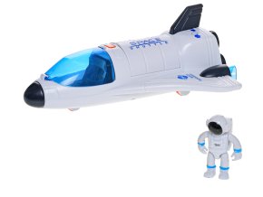 Space raketoplán 20 cm volný chod na baterie se světlem a zvukem + astronaut 6 cm v krabičce