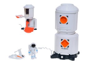 Space vesmírná stanice 20 cm na baterie s doplňky se světlem a zvukem v krabičce