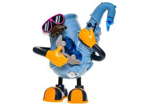 Mr. Rock saxofon 22 cm na baterie tančící se světlem a zvukem v krabičce