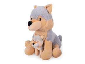 Pes husky plyšový 25 cm sedící s mládětem