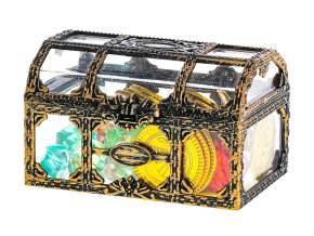 Destination Deep truhla 10,5 x 7 cm s pokladem 30 ks zlatých mincí a 30 ks diamantů v sáčku