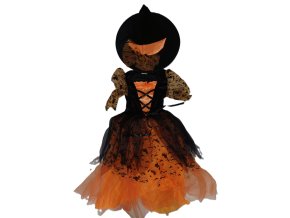 Kostým čarodějnice oranžová klobouk M - 6-8