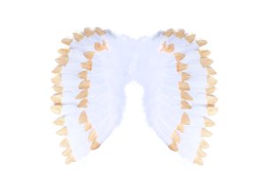 Křídla andělská s peřím bílo-zlatá
