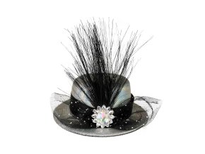 Mini klobouk stříbrný s ozdobou