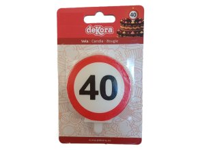 Narozeninová svíčka dopravní značka 40. narozeniny
