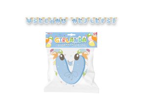 Papírová girlanda Všechno nejlepší - modrá