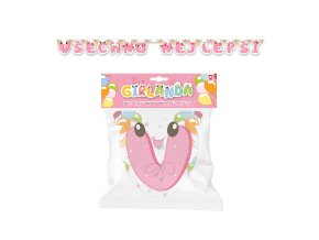 Papírová girlanda Všechno nejlepší - růžová