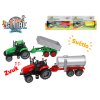 Farming traktor kov 25 cm na setrvačník s vlečkou na baterie+světlo/zvuk v krabičce