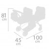 Skládací kočárek pro dvojčata panenky 3 v 1 s batůžkem SKY 2020 - 81 cm