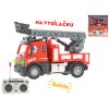 R/C auto hasičské se žebříkem 13 cm 1:64 plná funkce na baterie se světlem 27MHz v krabičce