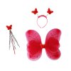 Motýlí křídla červená s čelenkou a hůlkou