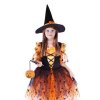 Dětský kostým oranžová čarodějnice/Halloween s kloboukem (S)