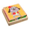 Skládací edukační dřevěné kostky v krabičce Zoo 9 ks