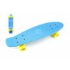 Skateboard - pennyboard 60 cm nosnost 90 kg, kovové osy, modrá barva, žlutá kola