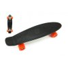 Skateboard - pennyboard 60 cm nosnost 90 kg, kovové osy, černá barva, oranžová kola