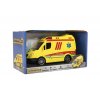 Auto ambulance plast 20 cm na setrvačník na baterie se zvukem se světlem v krabici 26x15x12 cm