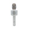 Mikrofon karaoke Bluetooth stříbrný na baterie s USB kabelem v krabici