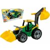 Traktor se lžící a bagrem plast zeleno-žlutý 65 cm v krabici