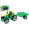 Traktor plast bez lžíce a bagru s vozíkem v krabici