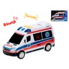 Auto ambulance polský design 18 cm na setrvačník na baterie se světlem a zvukem v krabičce