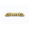 Vlak žlutý RegioJet kov/plast 17 cm na volný chod v krabičce