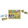 Dřevěné puzzle deskové na cestu Zvířata 16 ks v papírové tašce