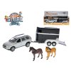 Kids Globe Traffic Volvo XC90 14 cm kov zpětný chod s přívěsem pro koně v krabičce