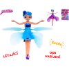 Glamour panenka víla 19 cm na baterie svítící reagující na pohyb ruky s USB