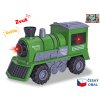 Lokomotiva zelená 22,5 cm 1:16 na setrvačník na baterie se světlem a zvukem v krabičce