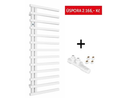 Akčný set: radiátor DARVEL biela farba + ventil HYBRID (Varianta Farba - Biela, Odporúčaná vykurovacia tyč - 600 W, Rozmer A - 50 cm, Rozmer C - 125 cm, Skutočný rozmer radiátora - 500 x 1230…)