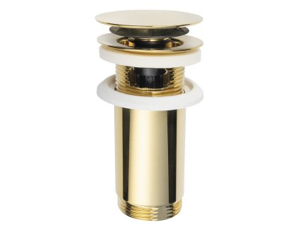 Umyvadlová výpust 5/4“, click-clack, veľká zátka, max 80mm, zlato