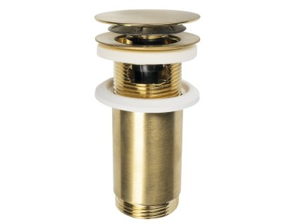 Umyvadlová výpust 5/4“, click-clack, veľká zátka, max 80mm, zlato mat