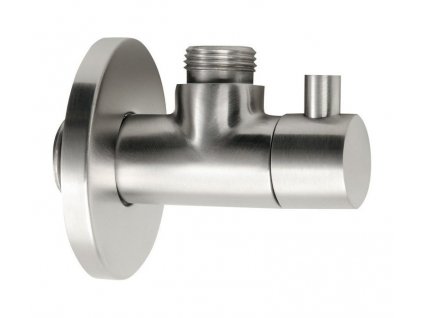MINIMAL rohový ventil s rozetou, 1/2"x 3/8" pre teplú vodu, nerez mat