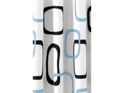 Sprchový záves 180x200cm, polyester, biela/čierna/béžová