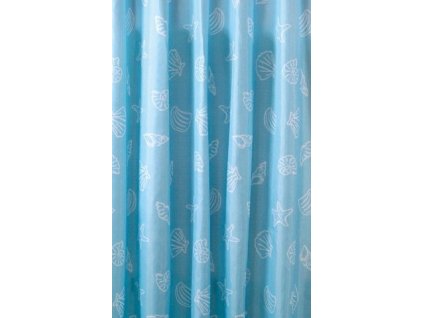 Sprchový záves 180x200cm, polyester, modrá, mušľa