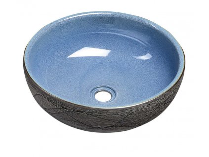 PRIORI keramické umývadlo na dosku Ø 41 cm, modrá/sivá